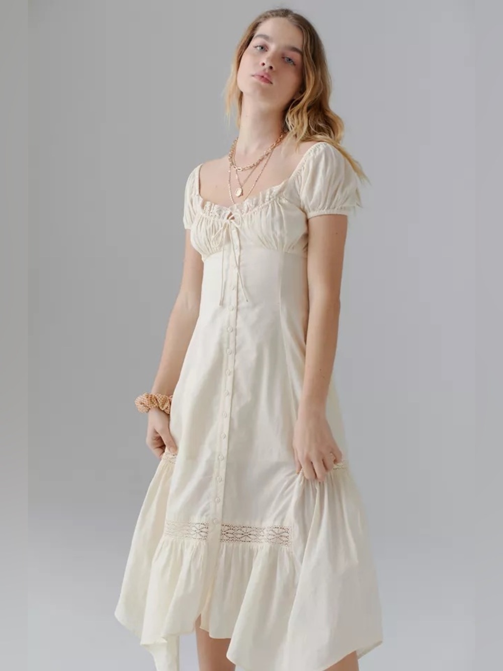 UO Carmen Ruched Midi Dress